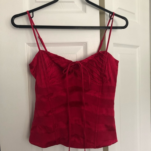 Red Silk corset tank top - Picture 7 of 8